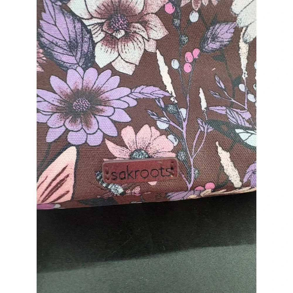 Sakroots Floral Butterfly Makeup Cosmetic Bag Pouch Purple Pink Coated Canvas